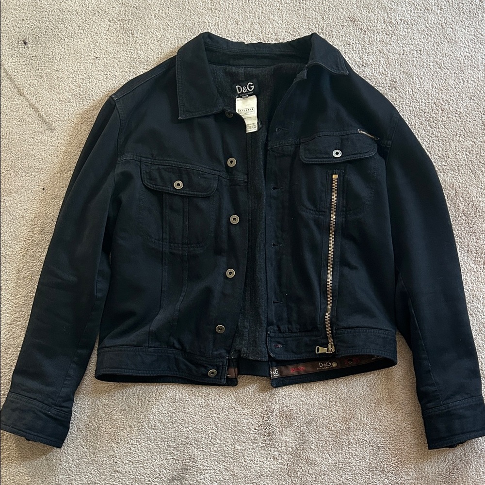 Dolce and Gabbana Vintage Zippered Black Denim Jacket XXL (fits like L)